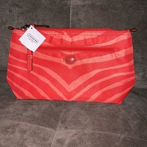 Coach Rare Signature Nylon Zebra Print Make Up Bag